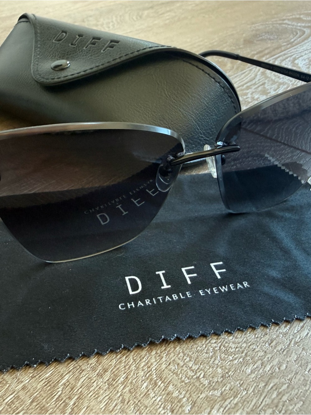 Gradient Gray Oversized Rimless Sunglasses - Women - Picture 8 of 8